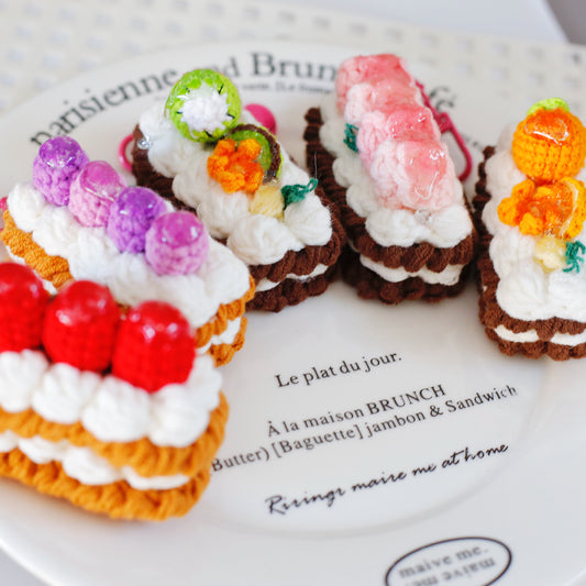 Crochet Fruit Mille-Feuille Keychain
