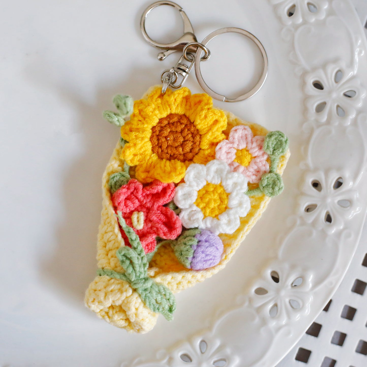 Crochet Mini Bouquet Keychain