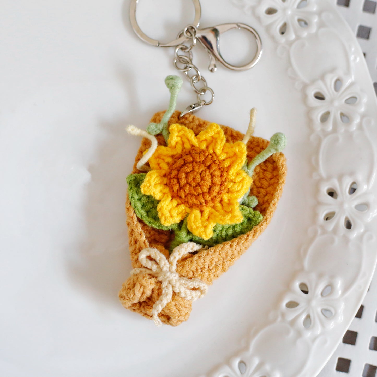 Crochet Sunflower Bouquet Keychain