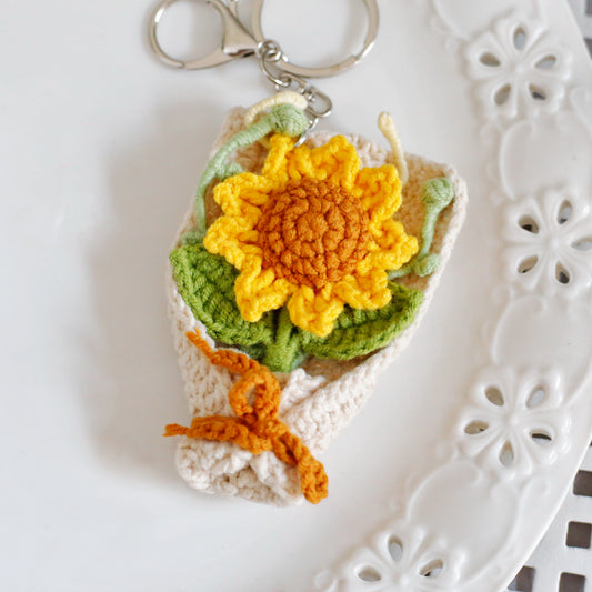 Crochet Sunflower Bouquet Keychain