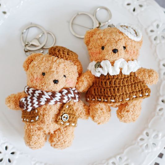 Crochet Couple Bear Keychain