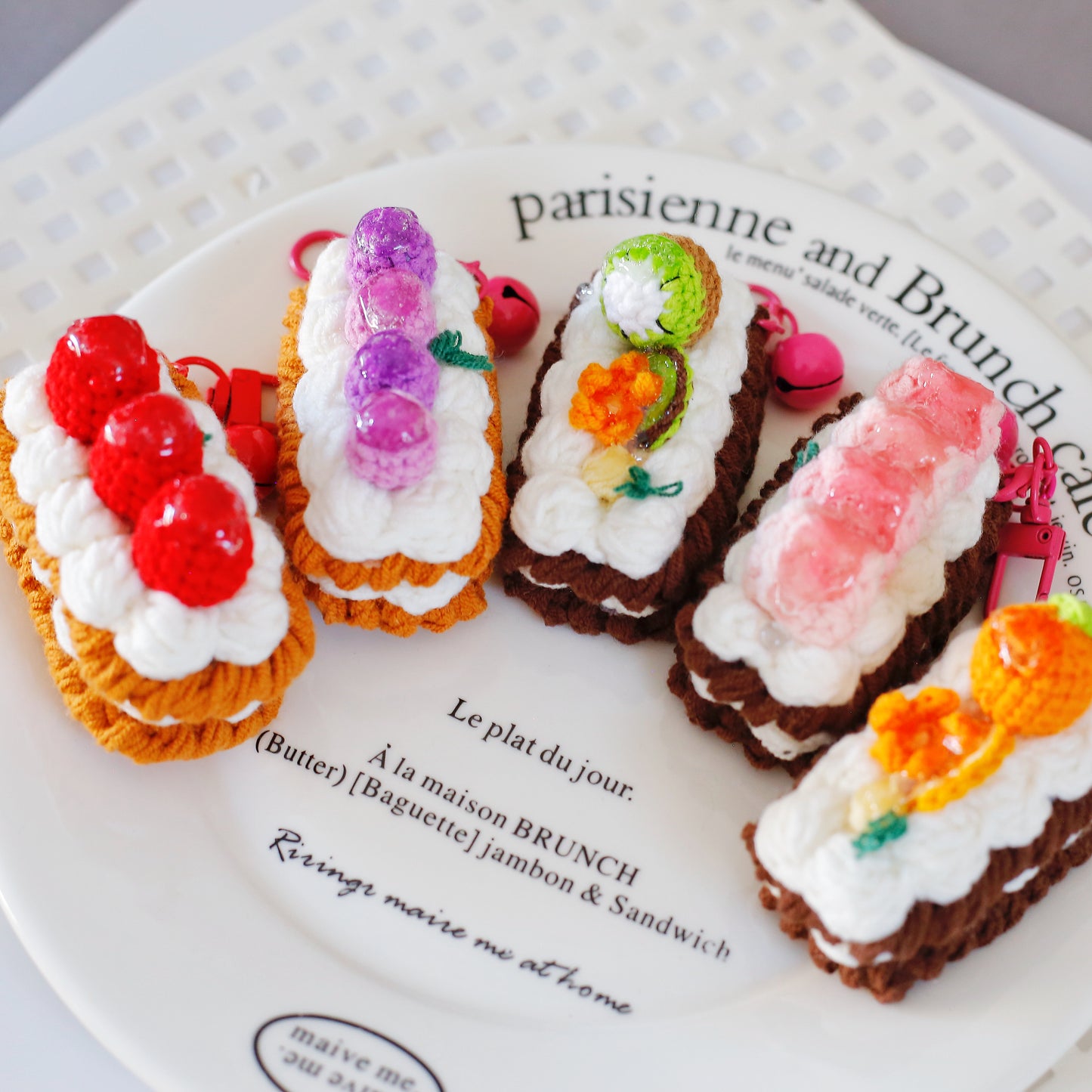 Crochet Fruit Mille-Feuille Keychain