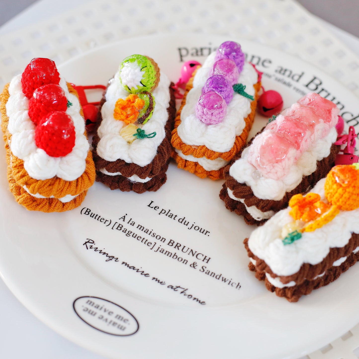 Crochet Fruit Mille-Feuille Keychain