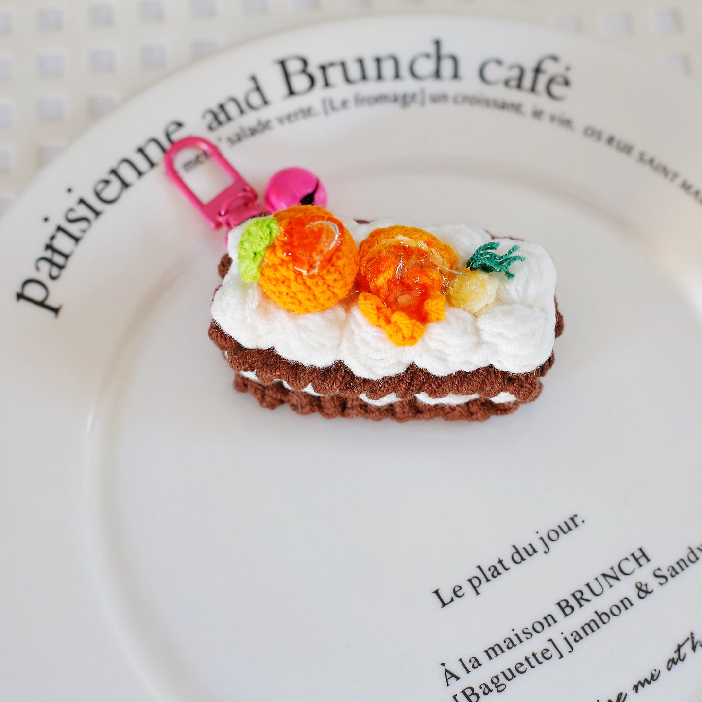 Crochet Fruit Mille-Feuille Keychain