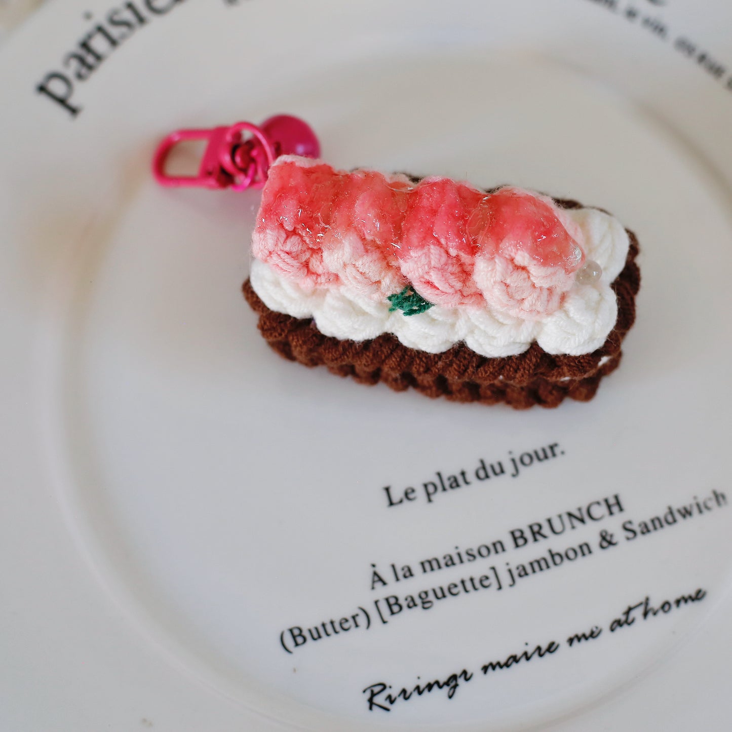 Crochet Fruit Mille-Feuille Keychain