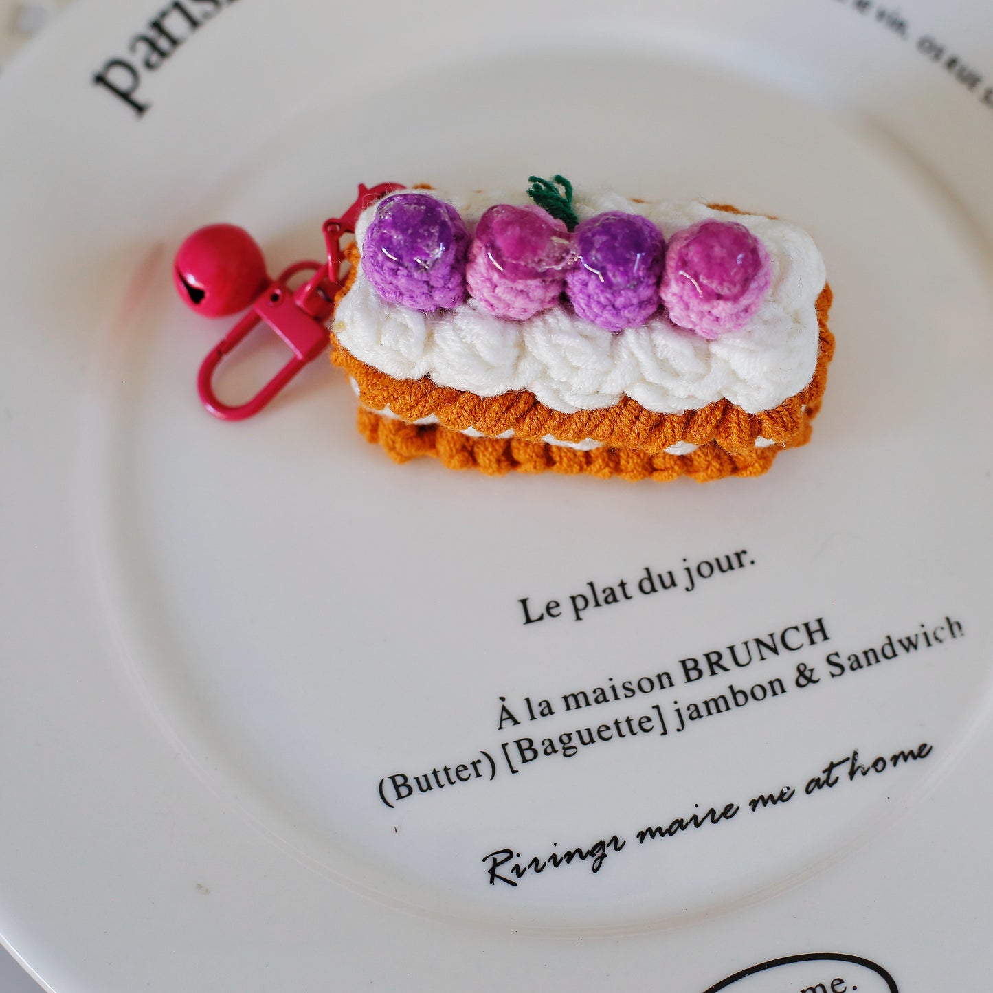 Crochet Fruit Mille-Feuille Keychain