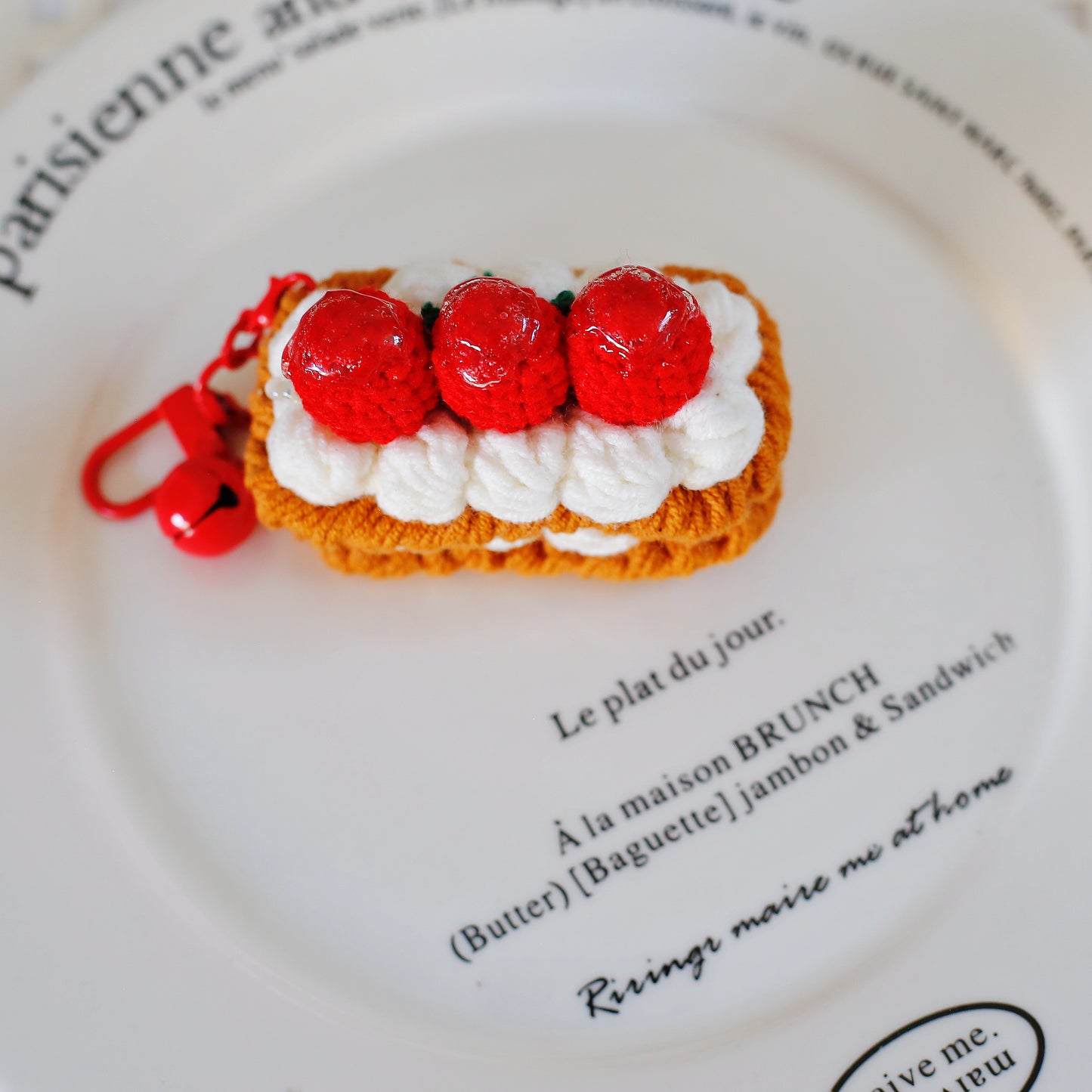 Crochet Fruit Mille-Feuille Keychain