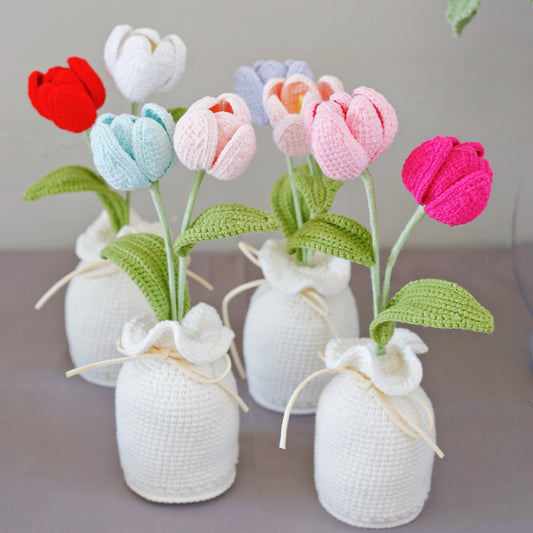 Crochet Tulips Potted