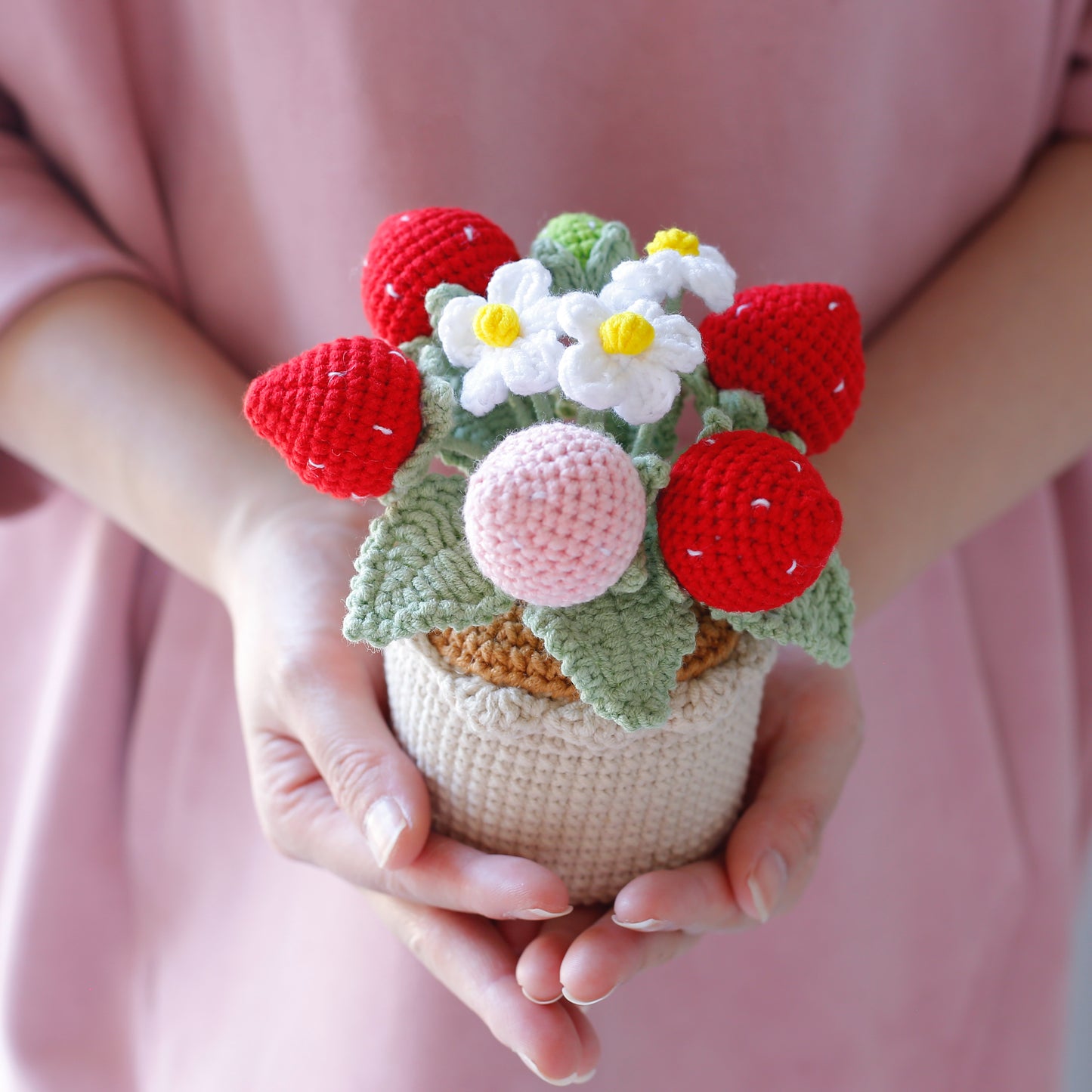 Crochet Strawberry Plant Potted