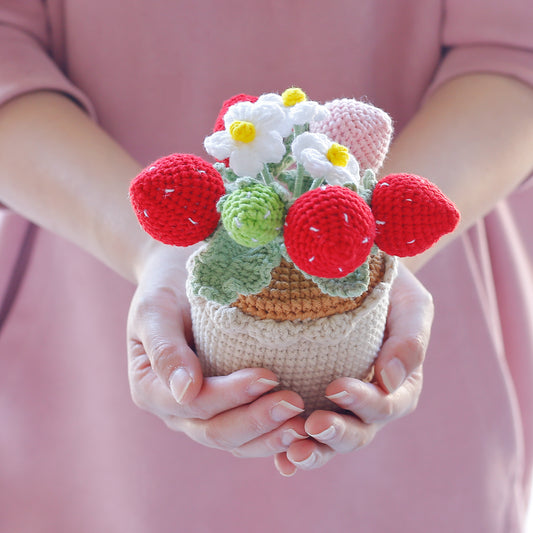 Crochet Strawberry Plant Potted